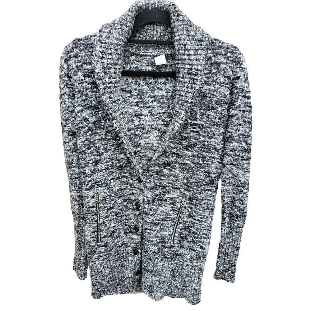 J. Crew Sweater Cardigan Small Womens Long Button Front Zippered Pockets Wool Bl
